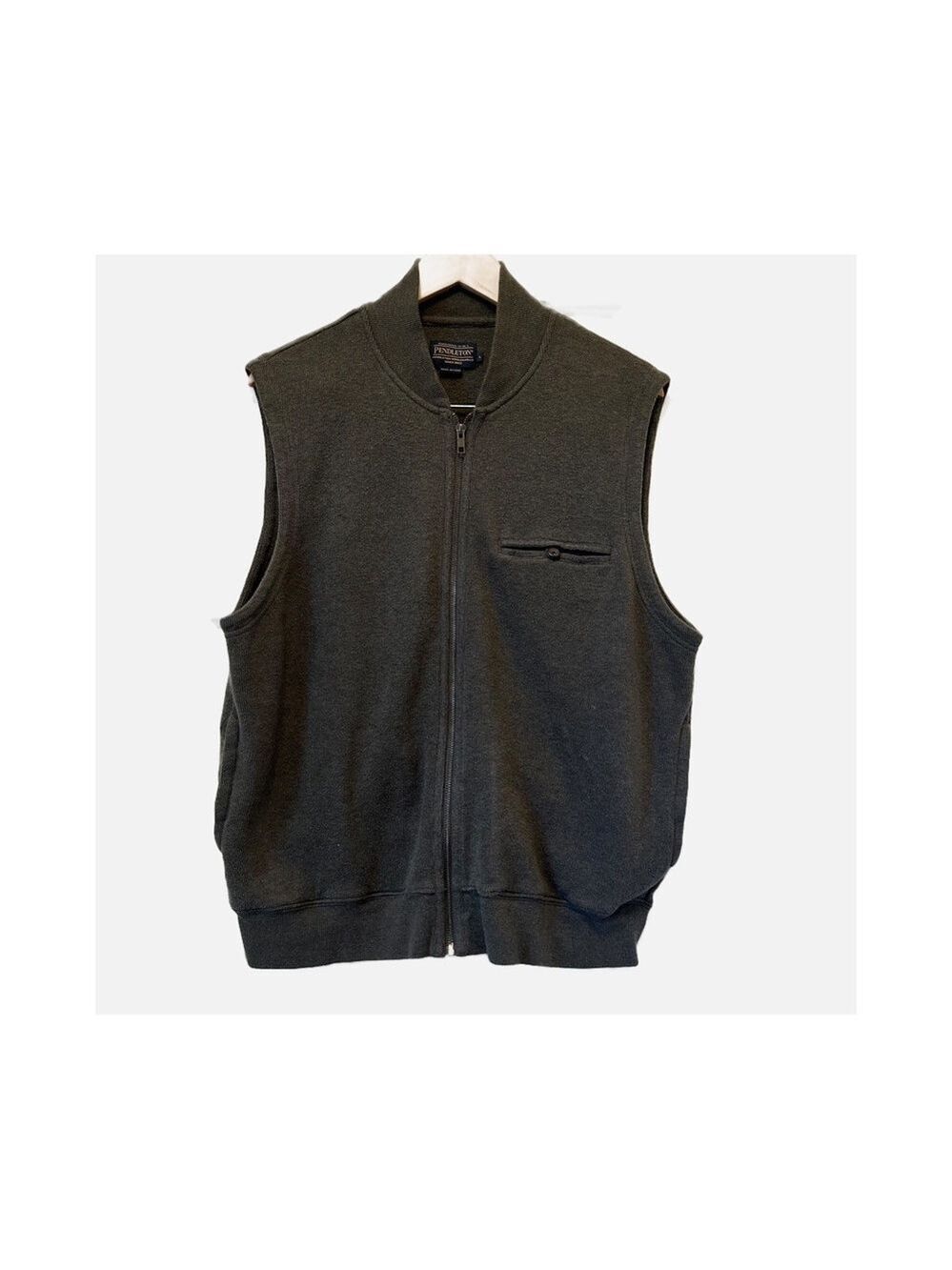 Pendleton Men’s Vest 100% Cotton Sz Large Gray Pockets Full Zip